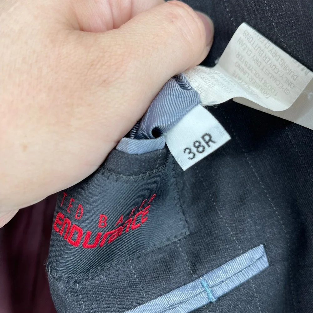 Ted Baker Endurance Mens 38R‎ Gray Pinstripe Wool Blazer Business Suit Jacket